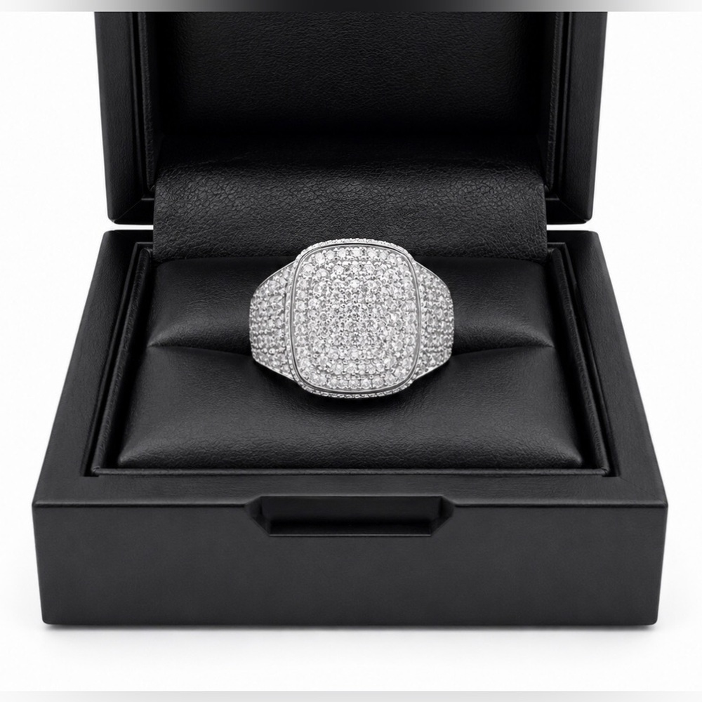925 Sterling Silver Pavé Men's Statement Ring 1.75CT MOISSANITE Size 10 or 11